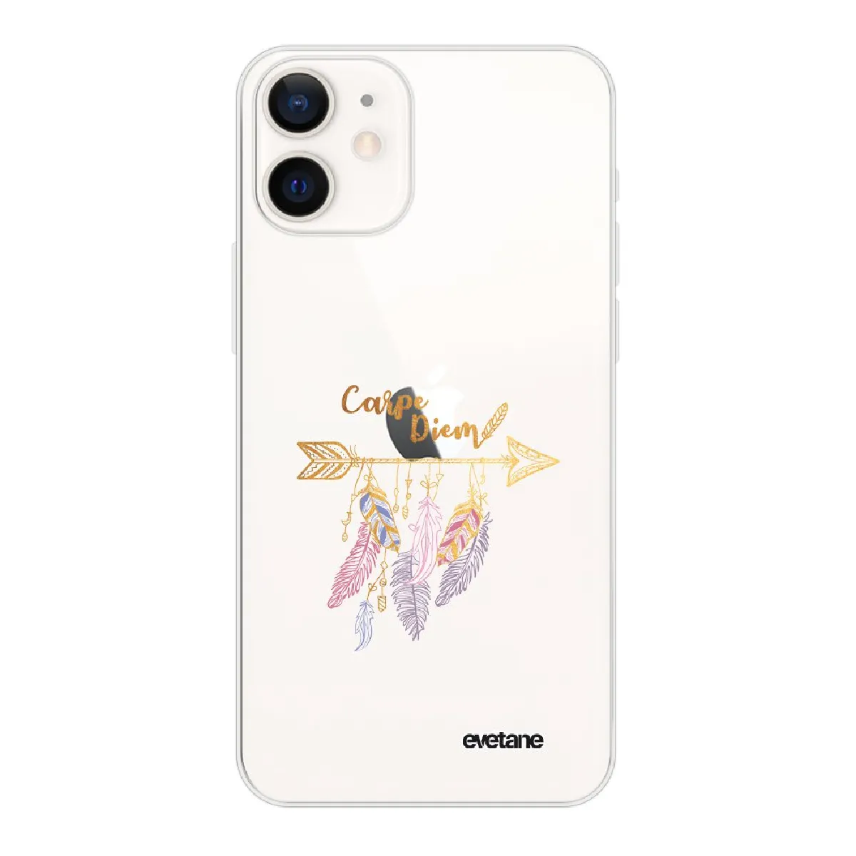 Coque iPhone 12 mini souple transparente Carpe Diem Or Motif Ecriture Tendance Evetane