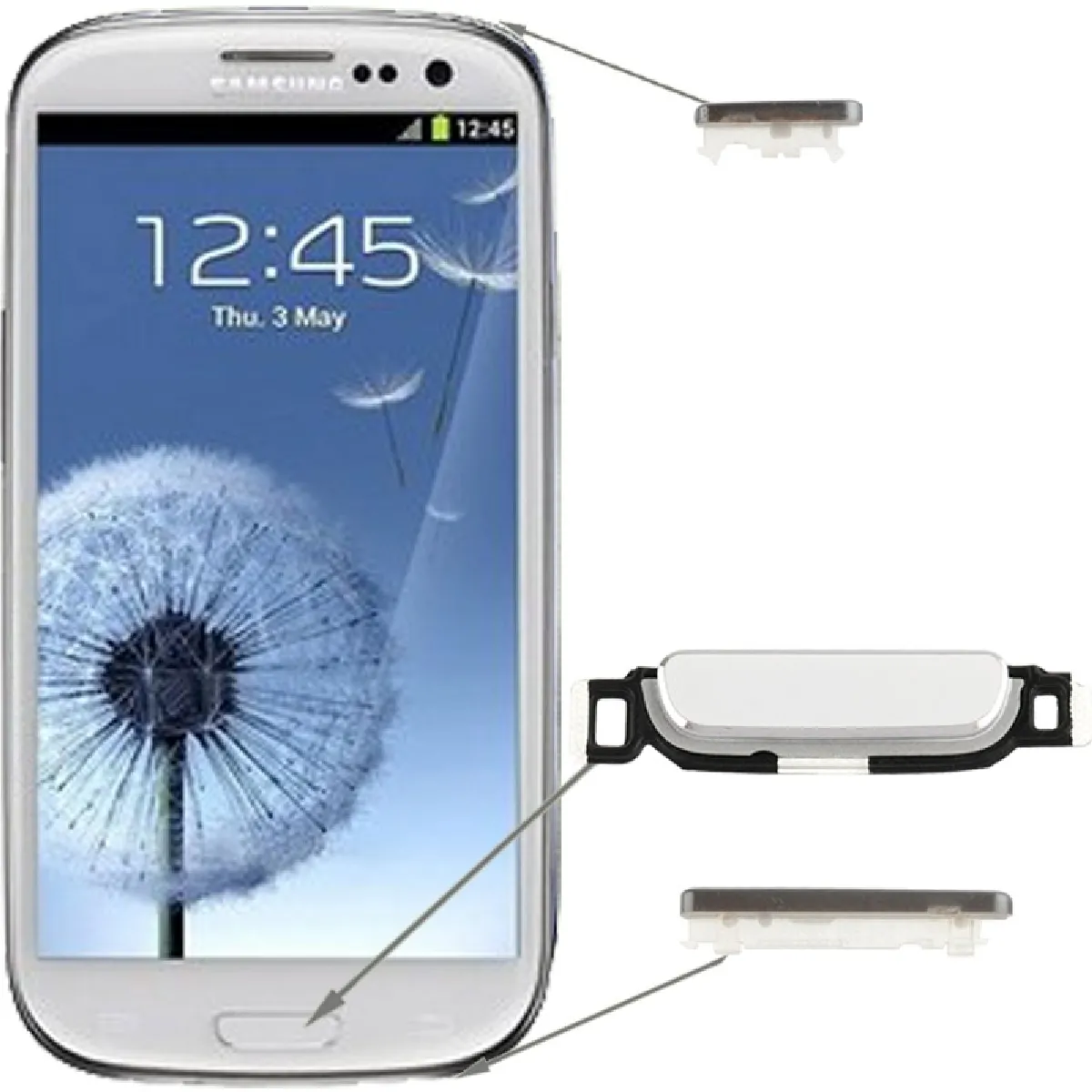 Bouton Home blanc pour Samsung Galaxy SIII / i9300 Touche Accueil + d'alimentation + de volume