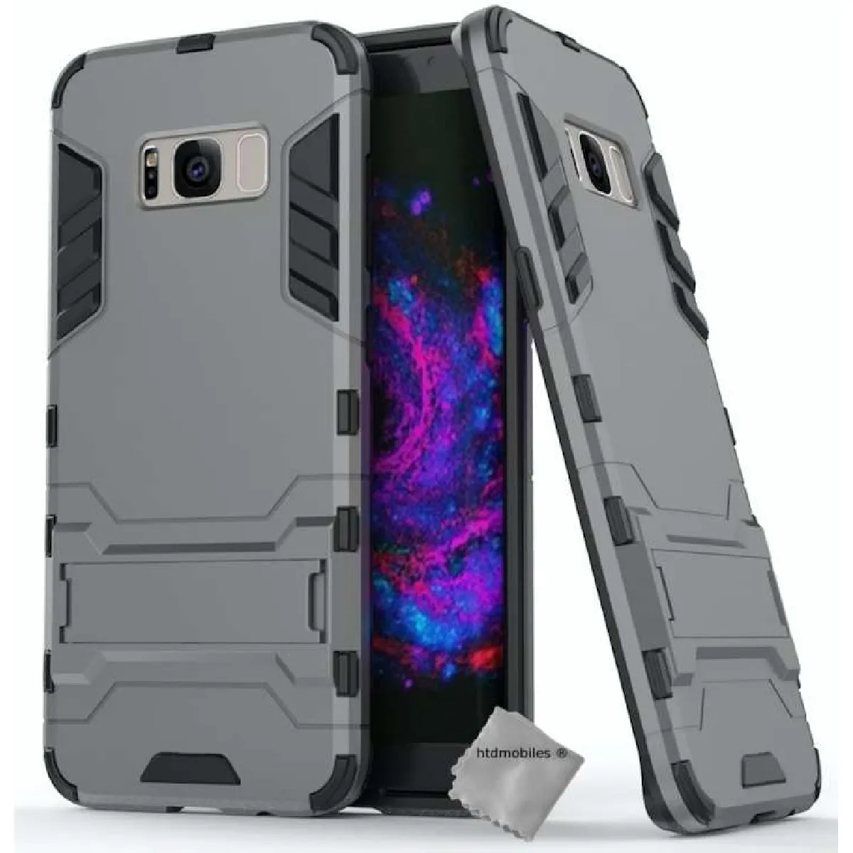 Coque rigide anti choc pour Samsung G955F Galaxy S8 Plus + film ecran - GRIS