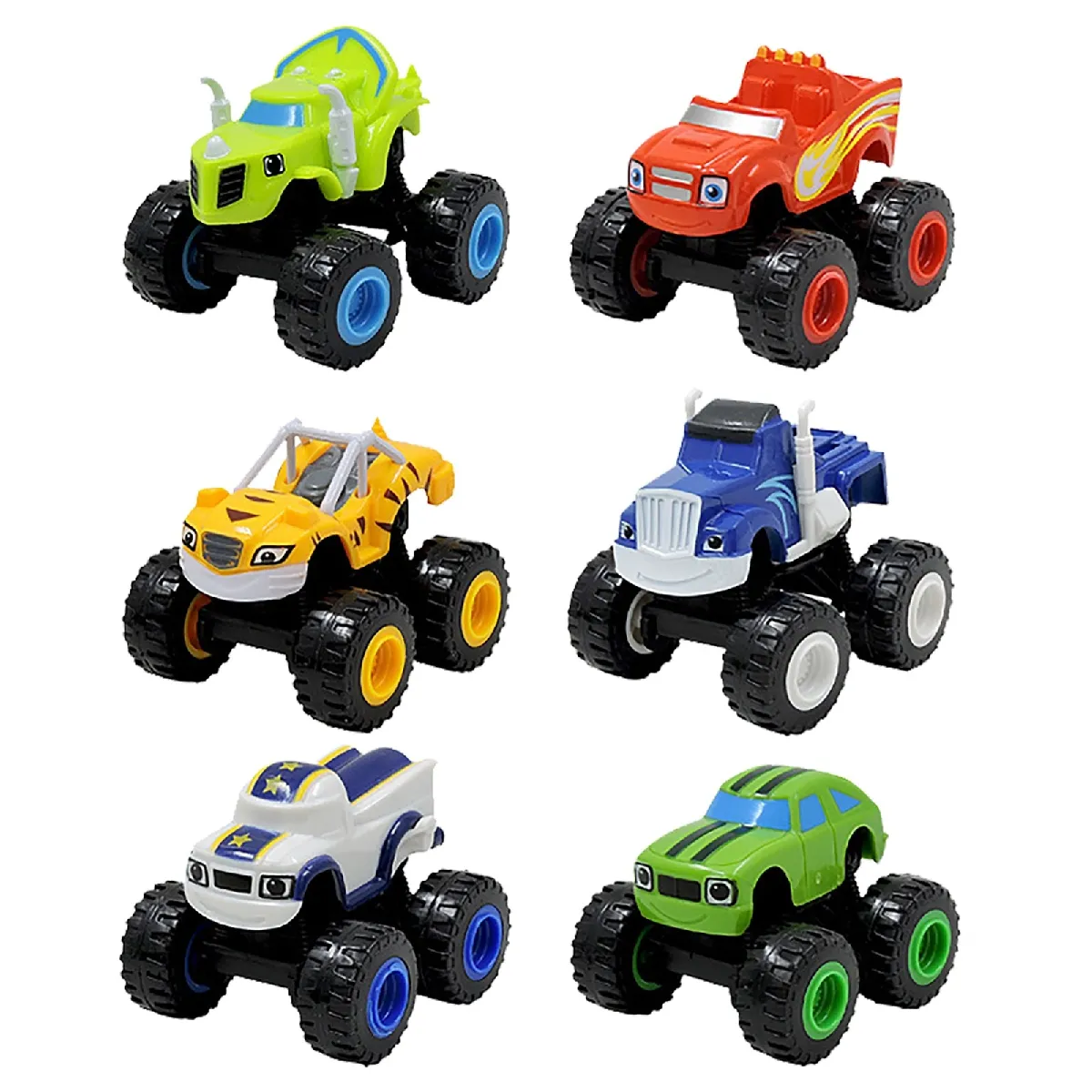 6PC Monster Truck Jouets Machines Voitures Jouets Russes Véhicules Graphiques Trains Jouets Cadeaux d'Anniversaire pour Enfants Blazer Jouets pour Enfants   Voitures Moulées Sous Pression(Coloré)