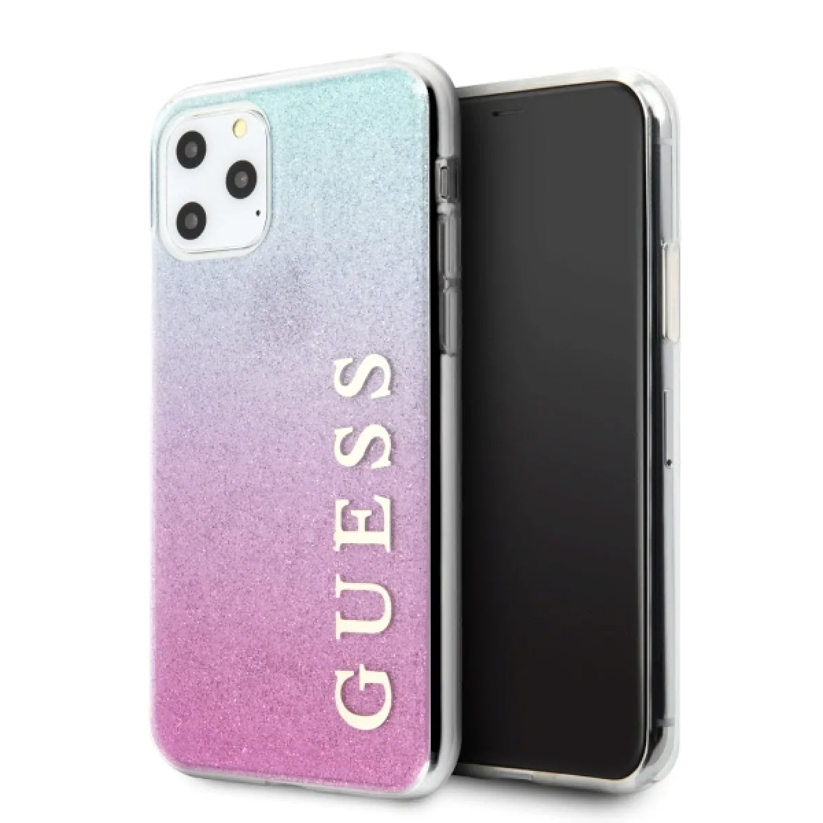 guess guhcn65pcuglpbl iphone 11 pro max rózowo-niebieski/rose blue hard coque glitter gradient