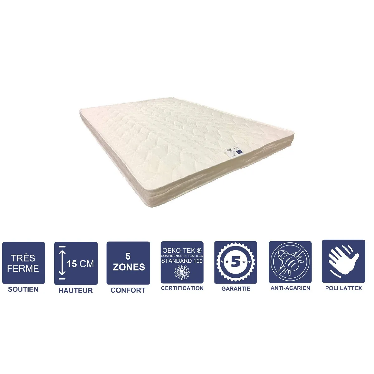 Matelas Très Ferme Pour Canapé Lit + Alèse 80x190 x 15 cm + Oreiller Visco - 5 zones de Confort - Noyau Poli Lattex HR Dernière Génération - Très Respirant