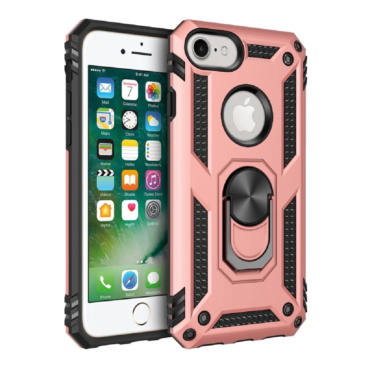 Coque en TPU armure hybride avec béquille or rose pour votre Apple iPhone 6/7/8 4.7 pouces