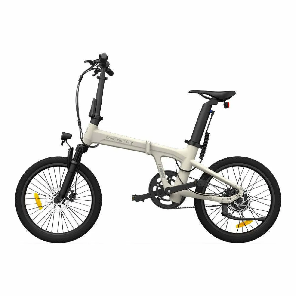 Vélo électrique pliant ADO Air 20S - Moteur 250W Batterie 36V9.6Ah Assisté Autonomie 100KM Freins à Disque Hydrauliques - Blanc Ivoire