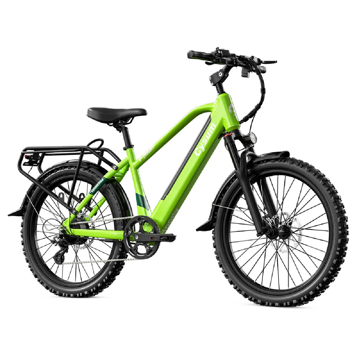 CYSUM Hoody Vélo électrique pour adolescent , moteur 250 W, batterie 36 V 10 Ah, vitesse maximale de 35 km/h, autonomie maximale de 55 km, pneus 24 x 2,1 pouces, SHIMANO 8 vitesses, écran LCD, phares LED