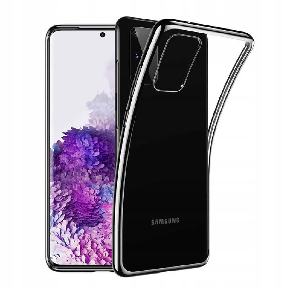 Coque Chrome Silicone pour "SAMSUNG Galaxy S20+ PLUS" Contour Transparente Bumper Protection Gel Souple (NOIR)