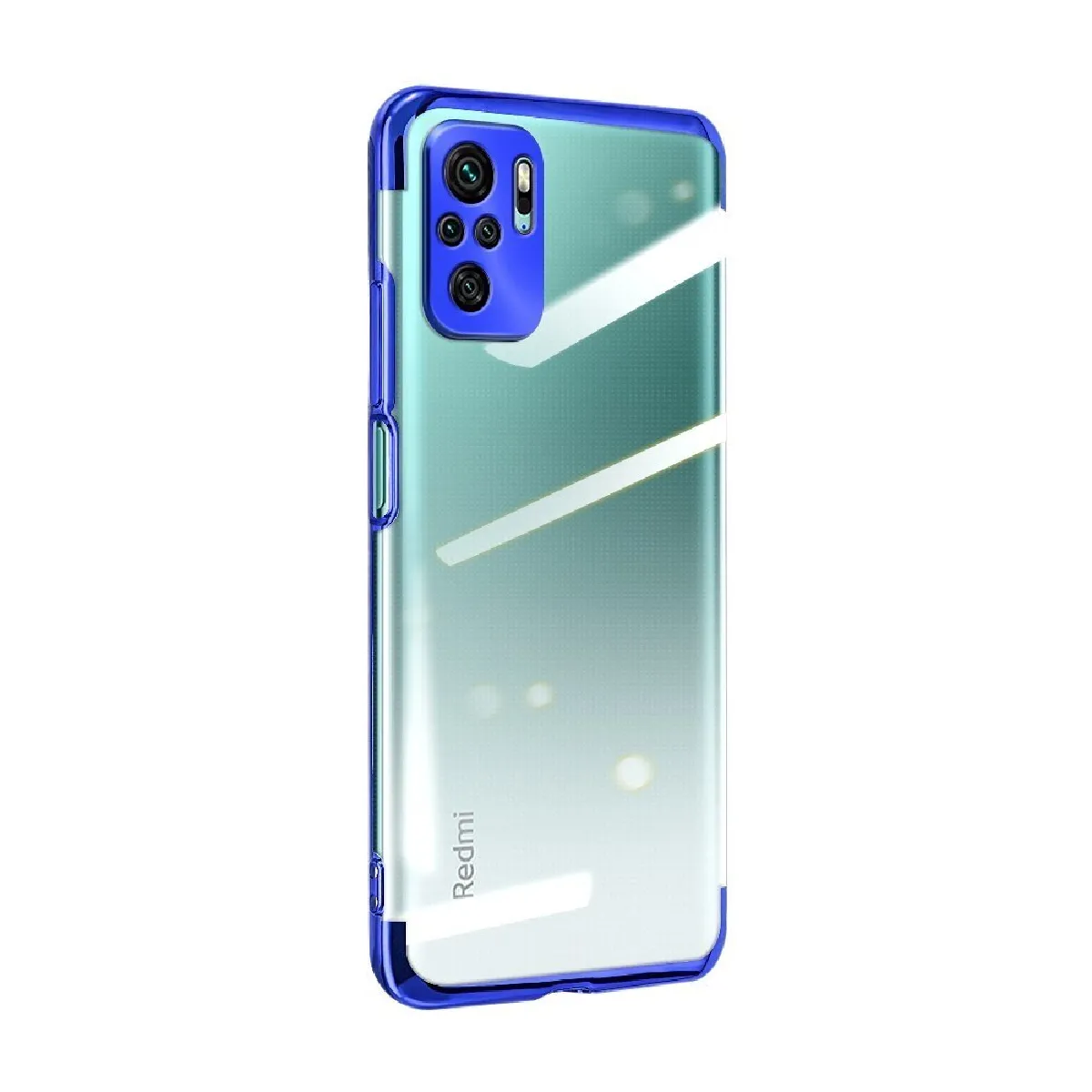 coque de couleur transparente gel tpu cadre de galvanoplastie couverture pour xiaomi redmi note 10 5g / poco m3 pro bleu