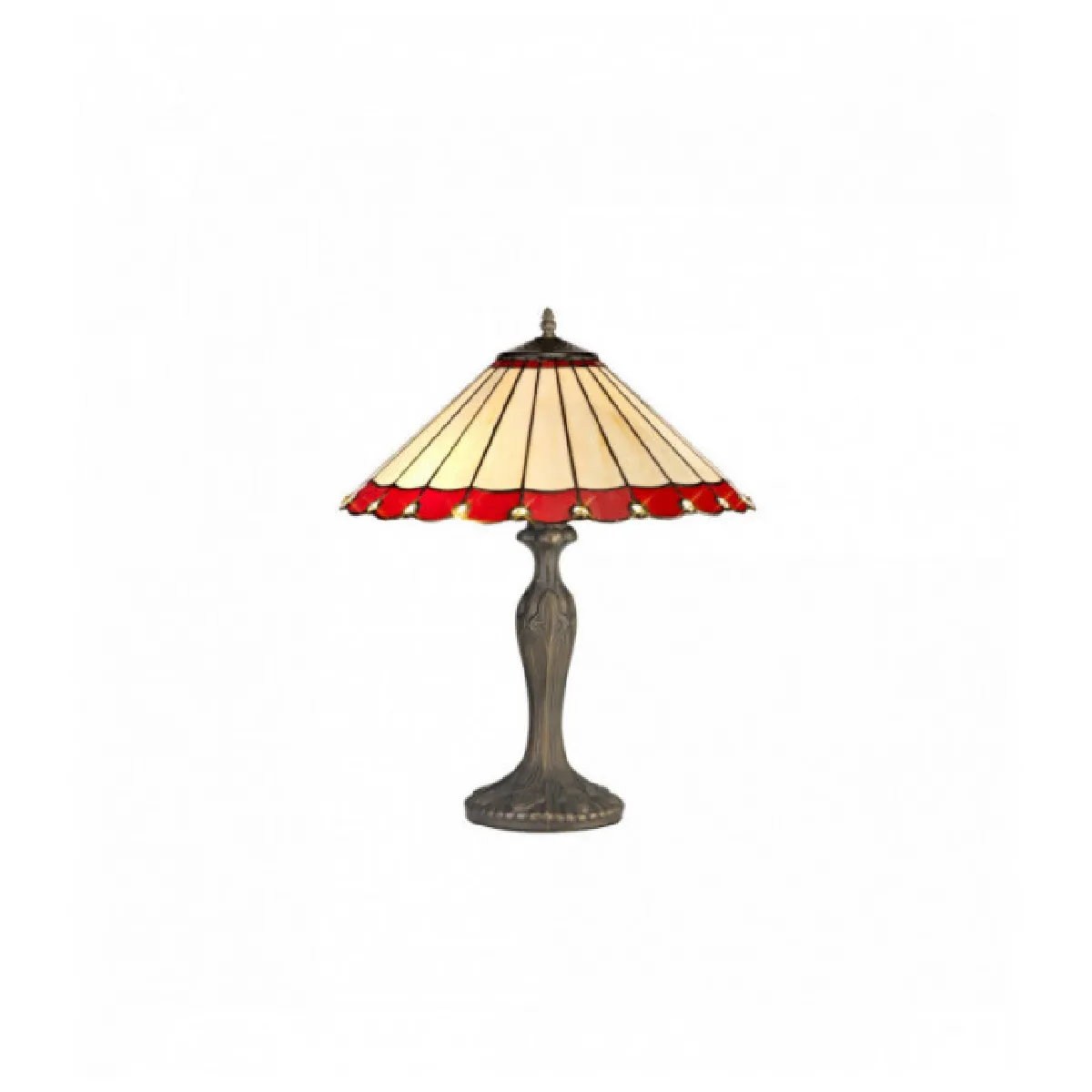 Lampe de table Tiffany Calais 2 Ampoules Rouge 40,5 Cm