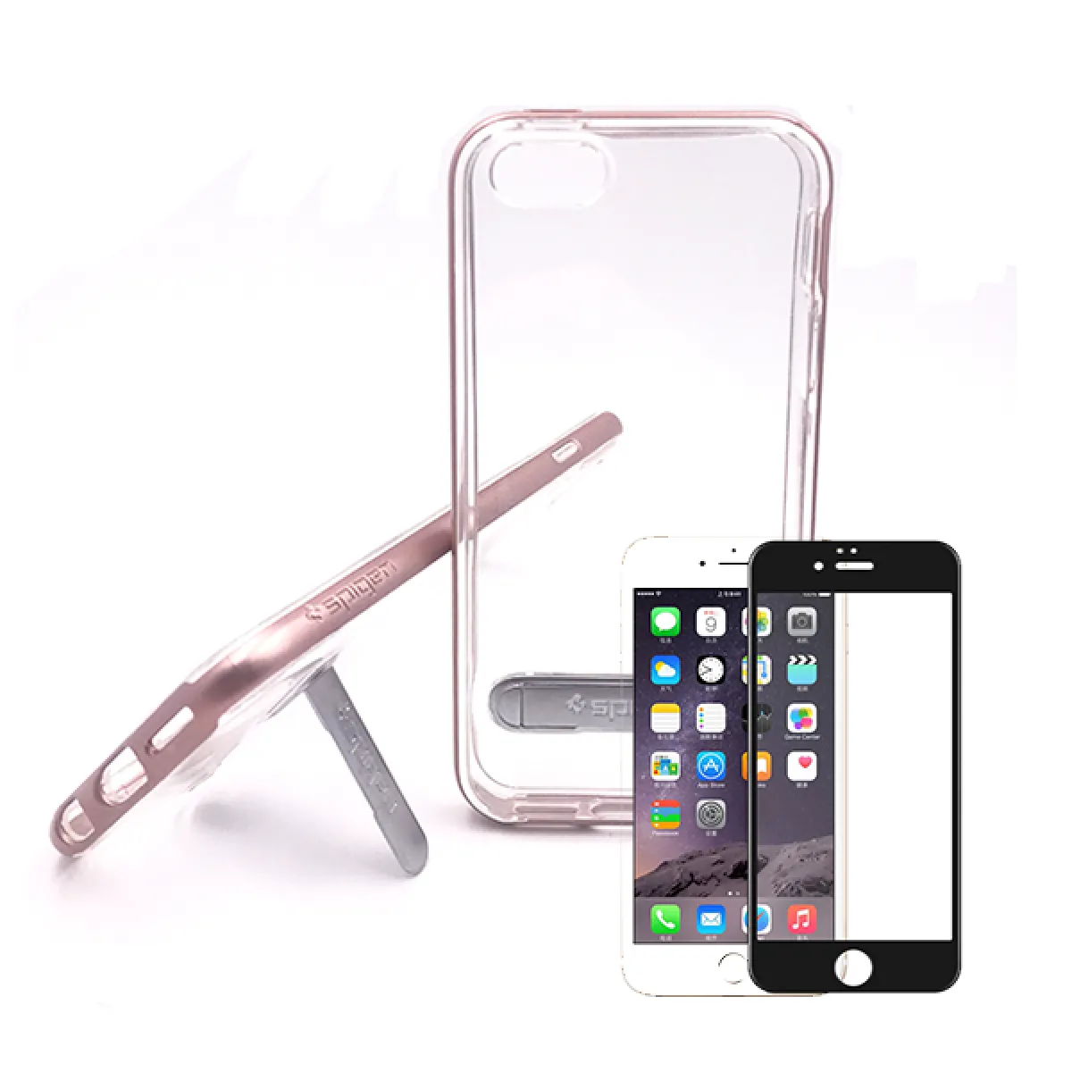 Kit Coque Spigen Crystal Hybrid + Verre Trempé Full Cover Iphone 6 / 6s - Rose