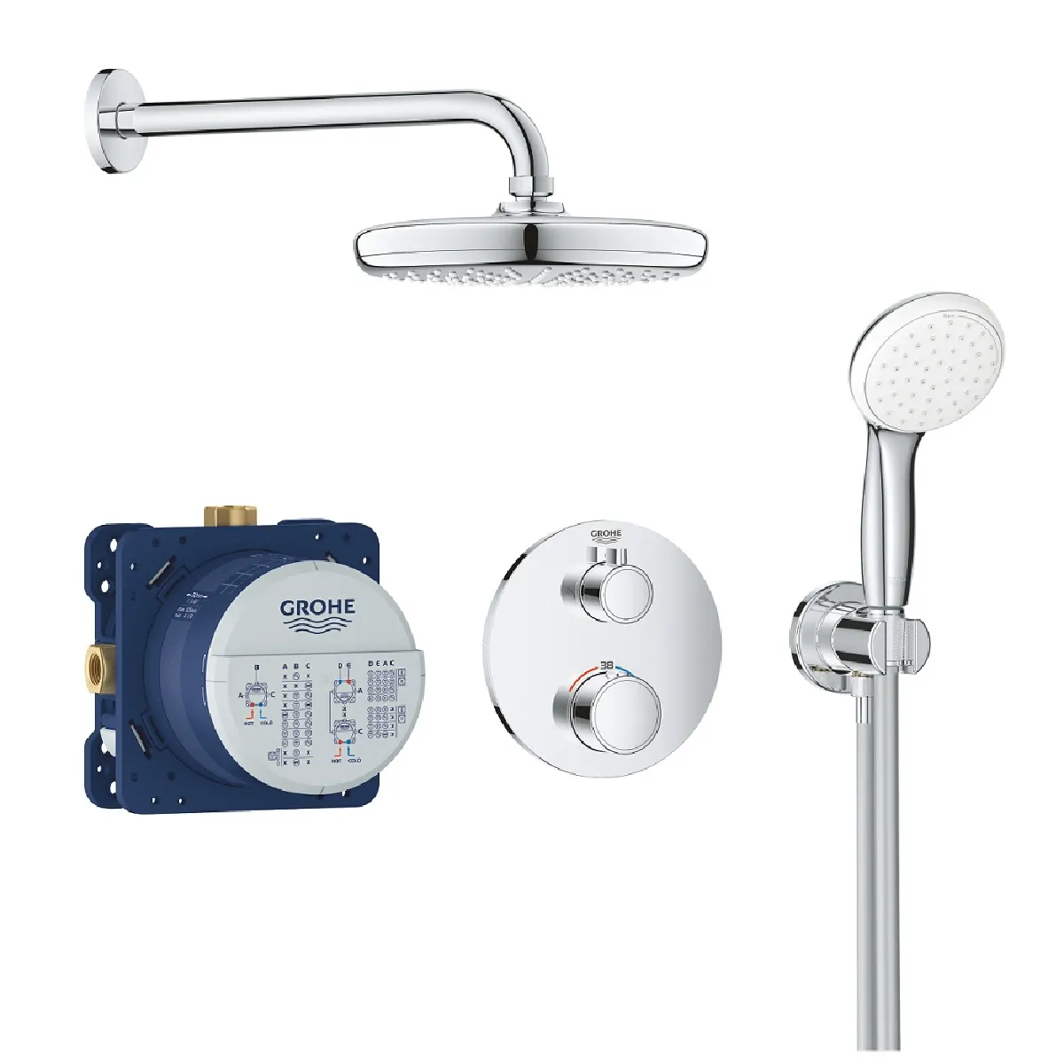 GROHE - Set de douche à encastrer double sorties Grohtherm 1000