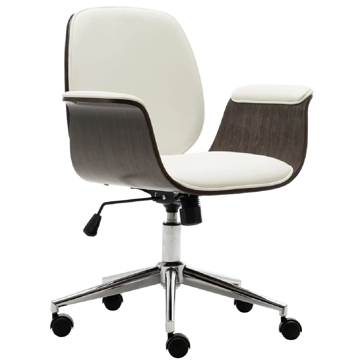 vidaXL Chaise de bureau Blanc Bois courbé et similicuir