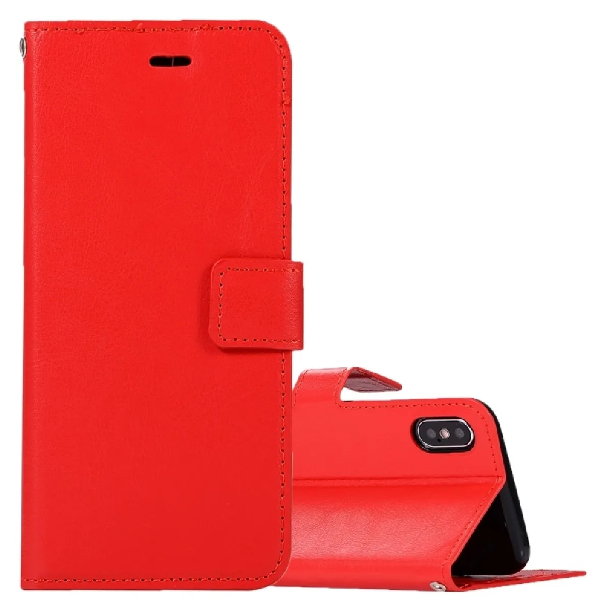 Coque rouge pour iPhone X Crazy Horse Texture horizontale Flip étui en cuir avec titulaire et emplacements cartes porte-monnaie cadre photo