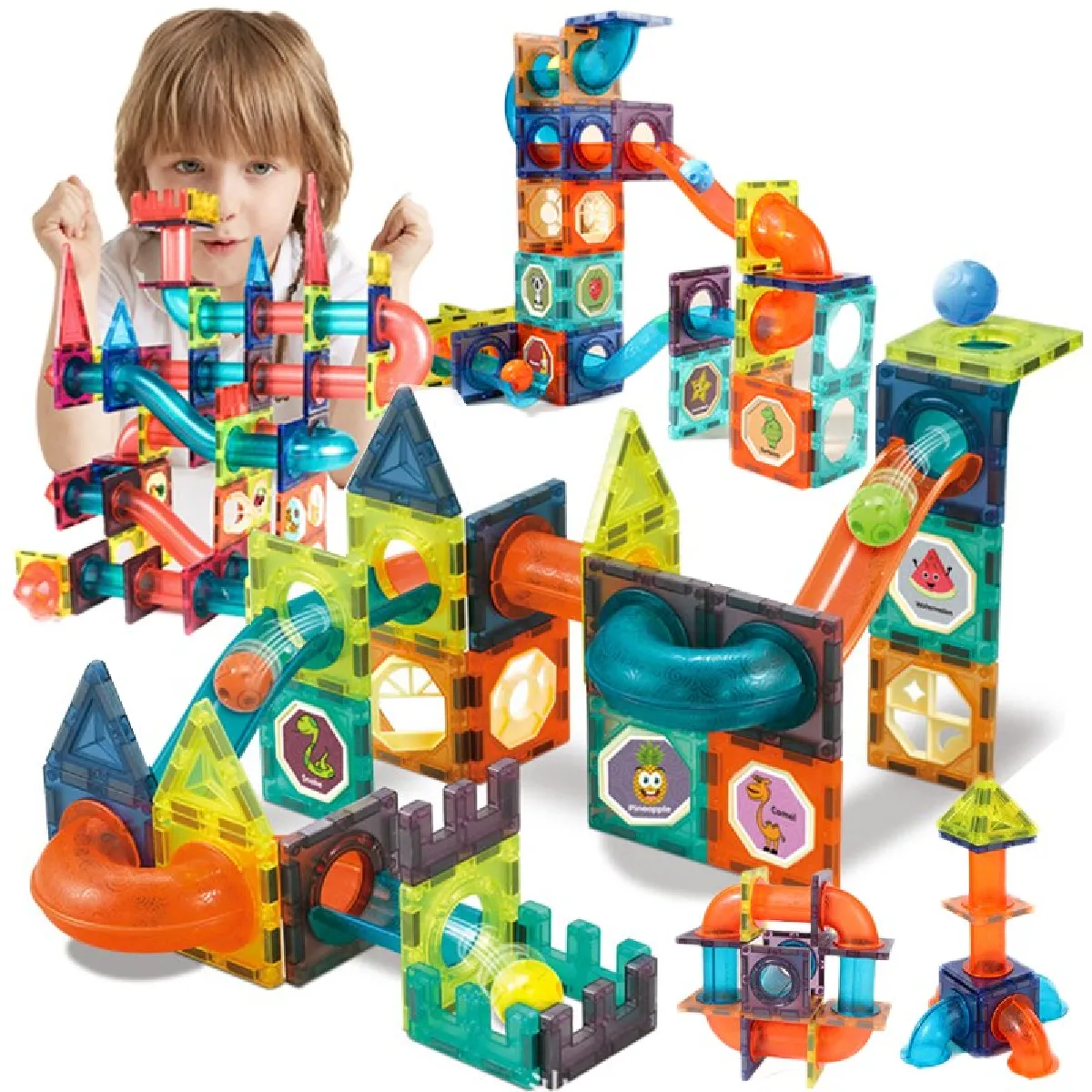 Blocs de construction magnétiques créatifs Jouets aimants Boule labyrinthique Blocs orbitaux Blocs d'entonnoir magnétiques Jouets éducatifs pour enfants - Magnétiques