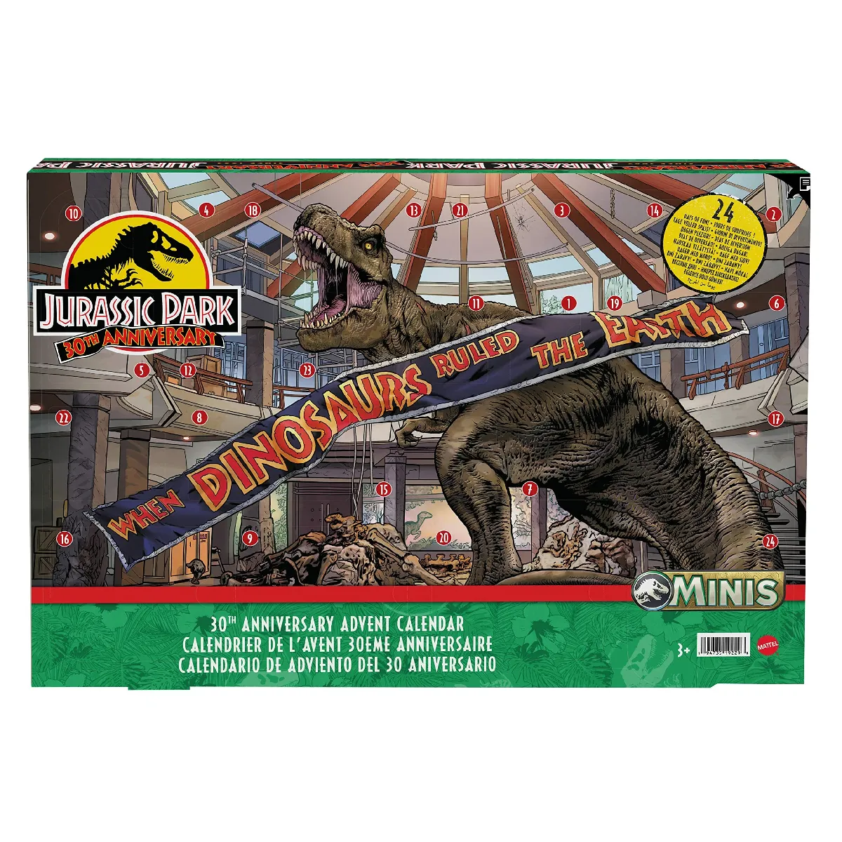 Jurassic World Calendrier De L?Avent avec Mini Jouets Dinosaures, 30 Pièces À L?Échelle 2,9 Cm, À Collectionner, Jouet Enfant, A Partir De 4 Ans, HTK45