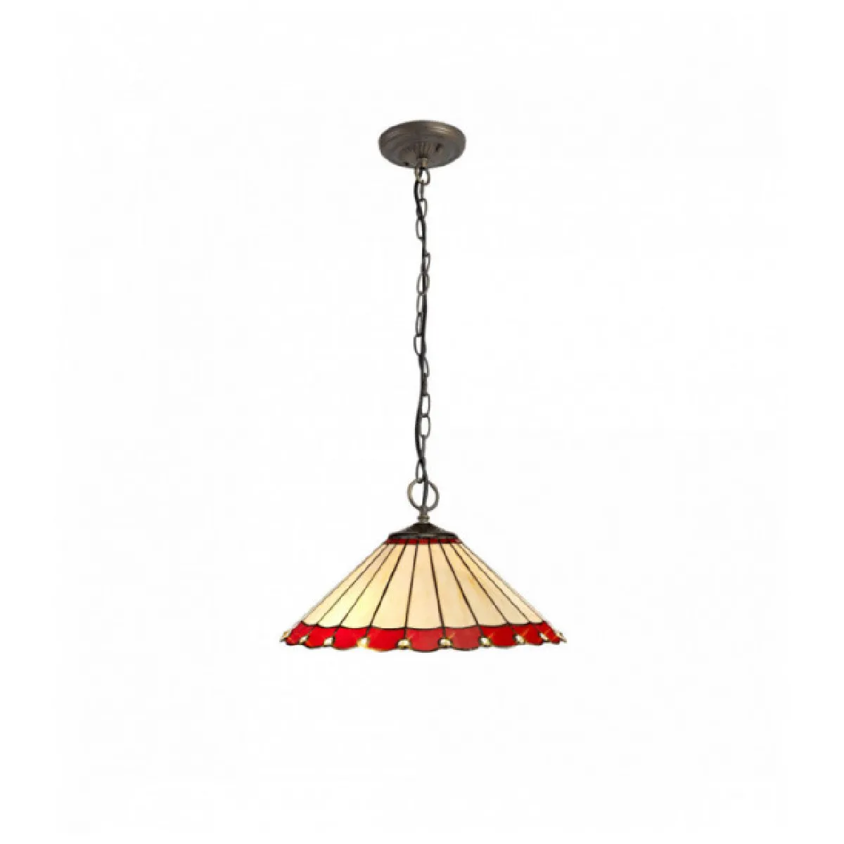 Suspension Tiffany Calais 3 Ampoules Rouge 58 Cm