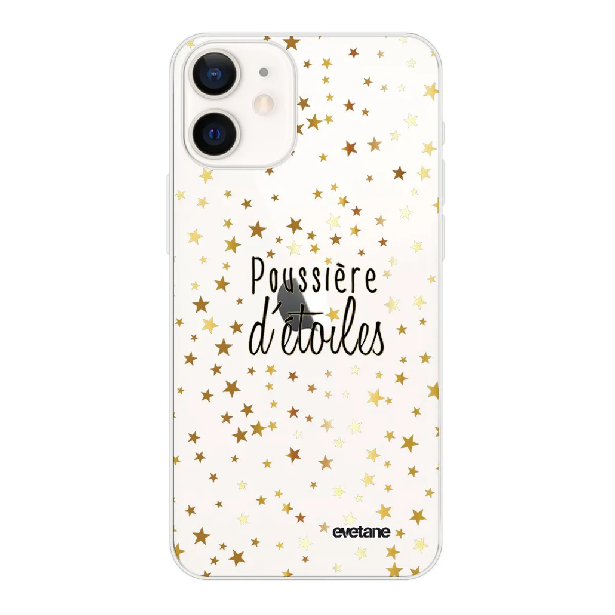 Coque iPhone 12 mini souple transparente Poussière D'Etoiles Motif Ecriture Tendance Evetane