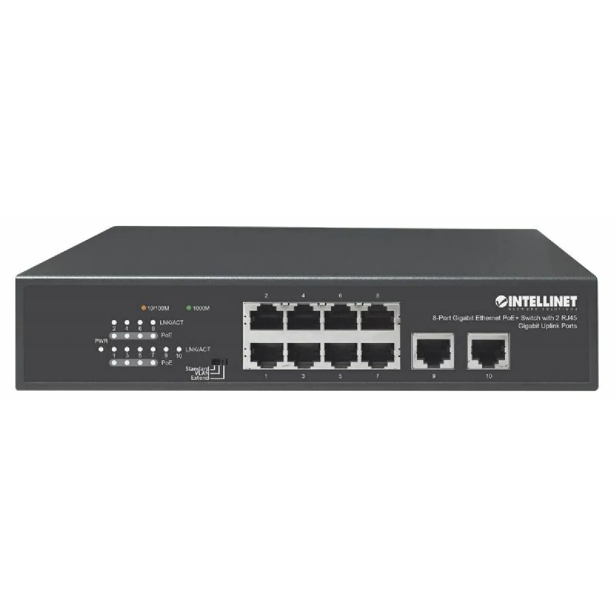 switch intellinet ethernet gigabit 8p poe+ 2p rj45 gigabit