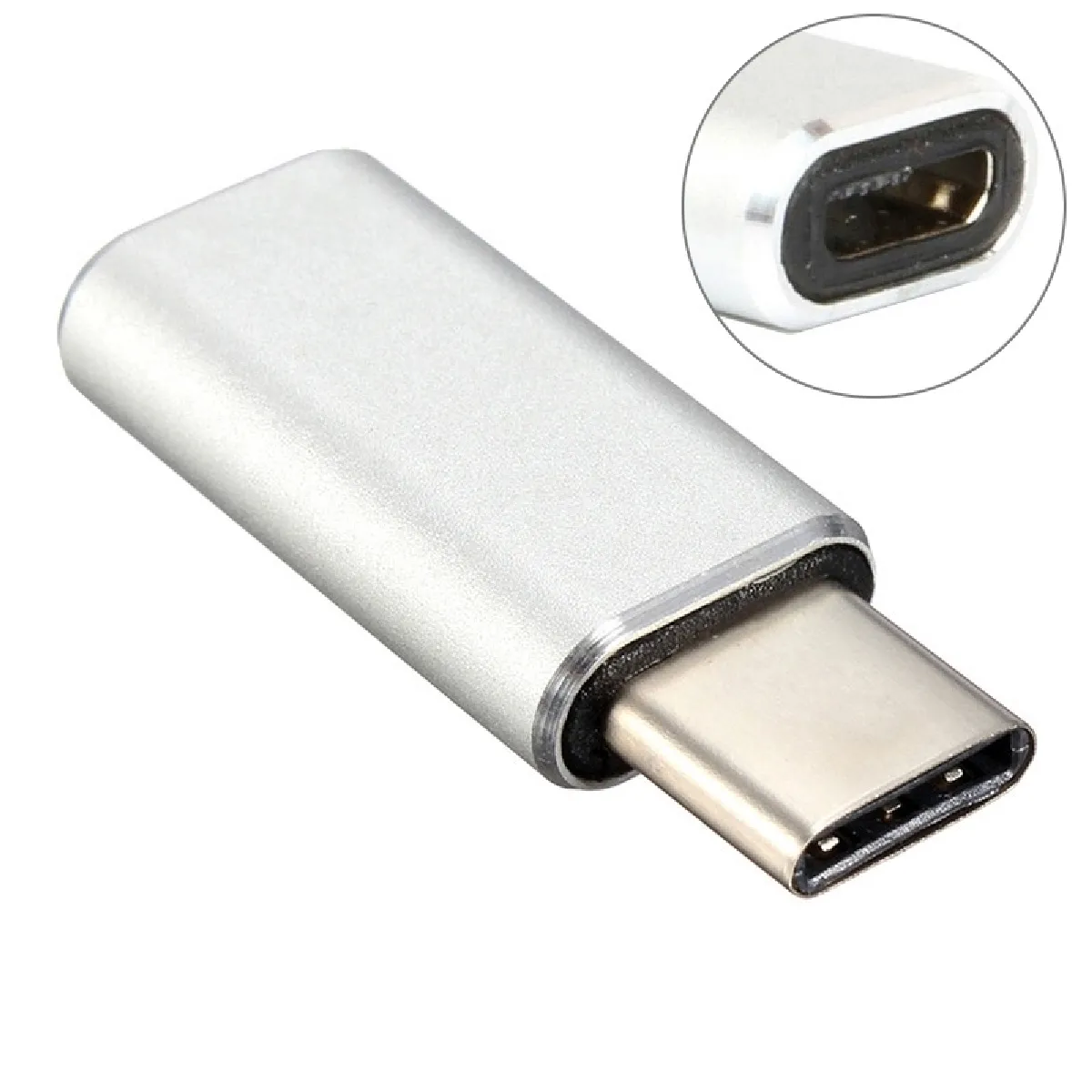 Câble argent pour Samsung Galaxy S8 & S8 + / LG G6 / Huawei P10 & P10 Plus / Xiaomi Mi6 & Max 2 et autres Smartphones Aluminium Micro USB vers USB 3.1 Adaptateur Convertisseur Type-c,