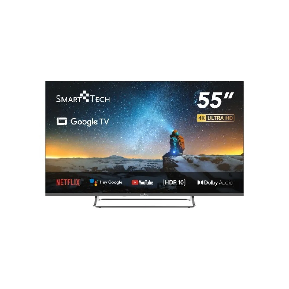 Smart Tech TV 4K UHD 55" (139 cm) 55UG02V, Smart TV Google TV, HDMI, USB, HEVC, Dolby Audio, HDR 10, CHROMESCAST, Google Assistant