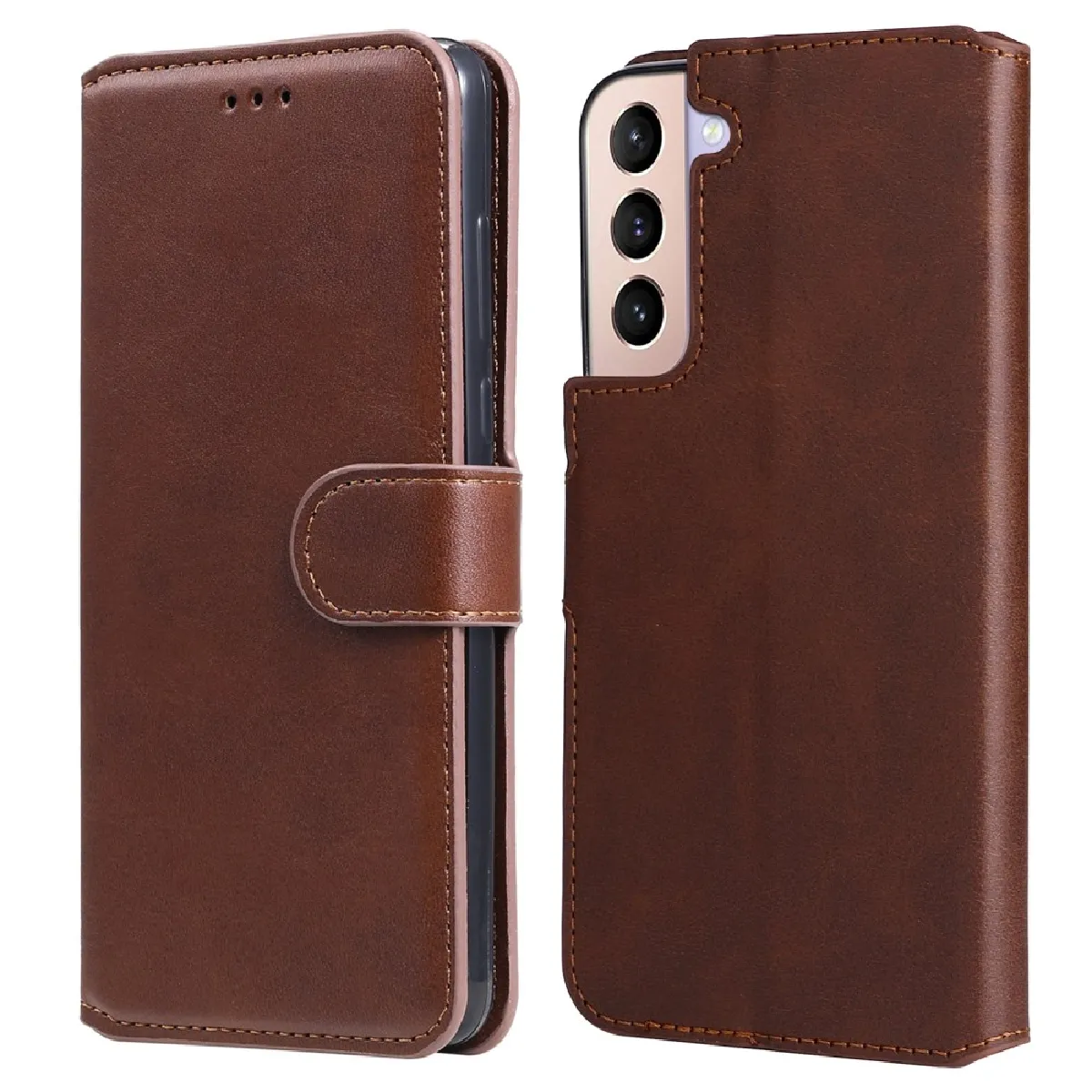 Etui en PU avec support marron pour votre Samsung Galaxy S22 Pro