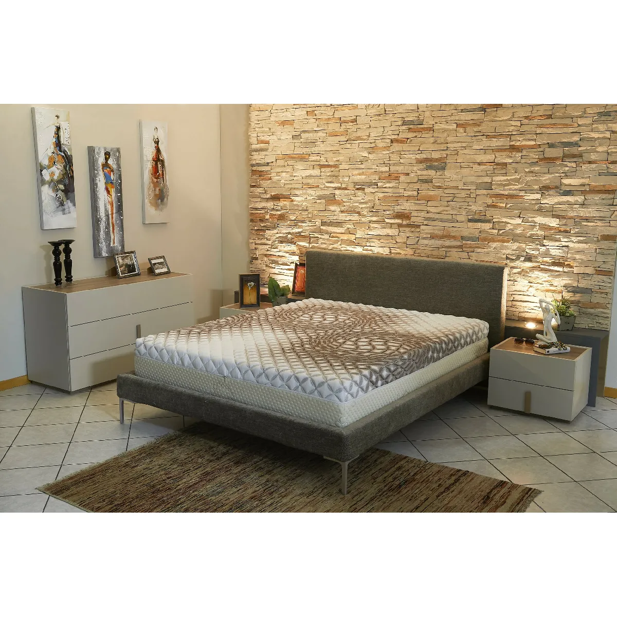 Matelas - Face ete + ame Mousse poli Lattex Haute resilience Face Hiver Memoire de forme 60 Kg/m3 Tissu Soja Naturel 160x200 x 24,5 cm luxury brown - Soutien Ferme - Special Sommier Electrique - Dehoussable Housse Lavable - 7 Zones de Confort