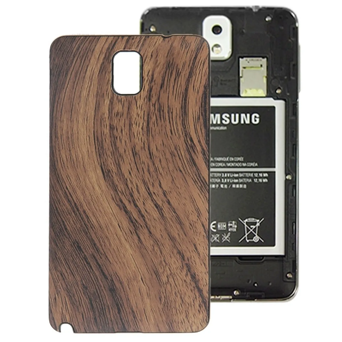 Coque arrière marron pour Samsung Galaxy Note III / N9000 Texture de bois placage en plastique remplacement de la couverture arrière