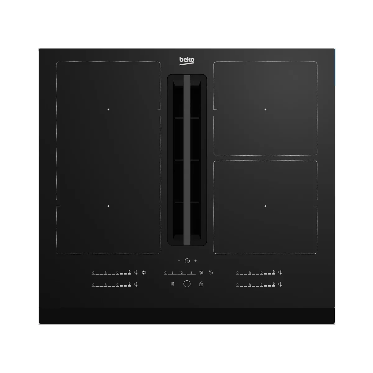 Table de cuisson induction aspirante 60cm 4 feux 7400w - HIXI64700UF1 - BEKO