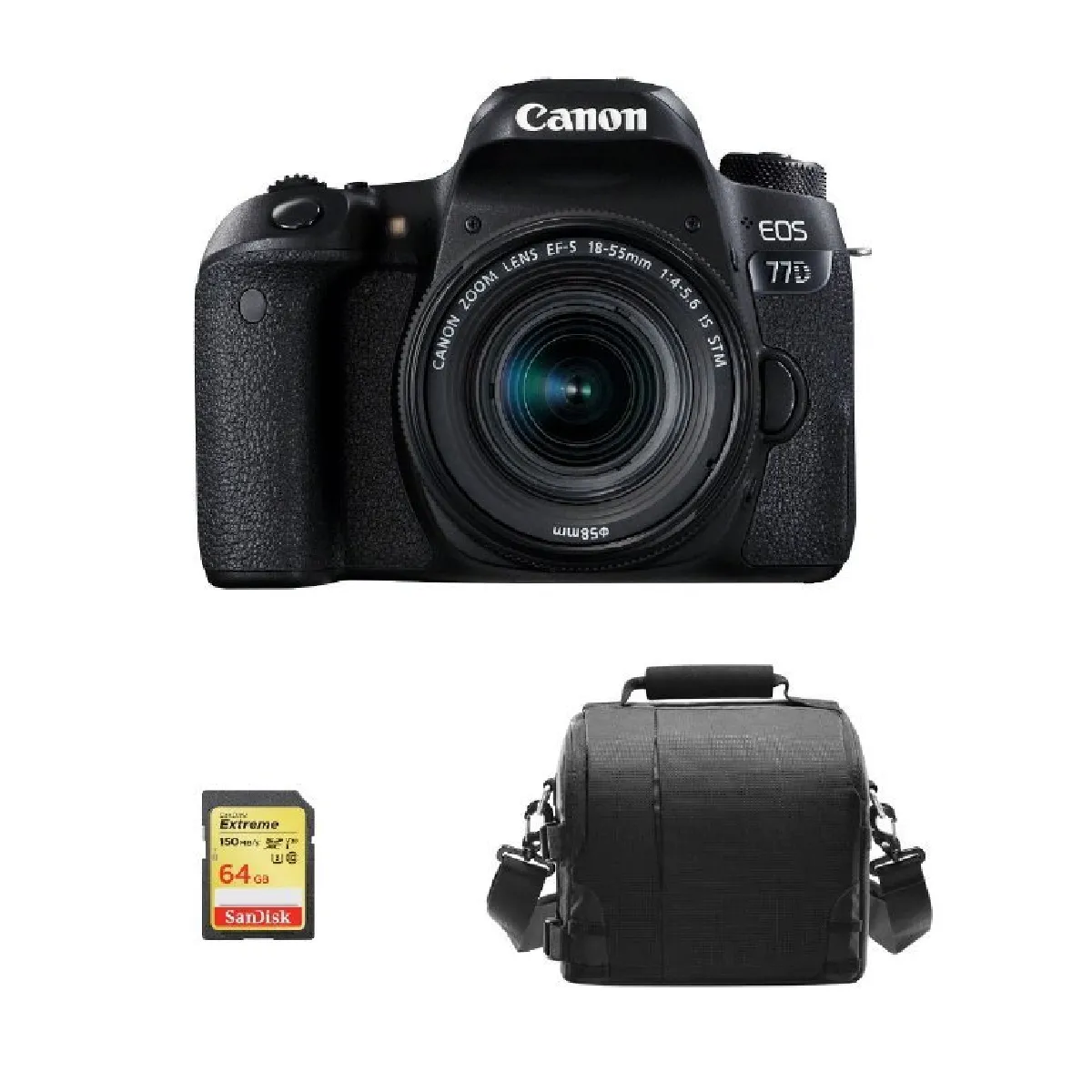 CANON EOS 77D KIT EF-S 18-55mm F4-5.6 IS STM + 64GB SD card + camera Bag