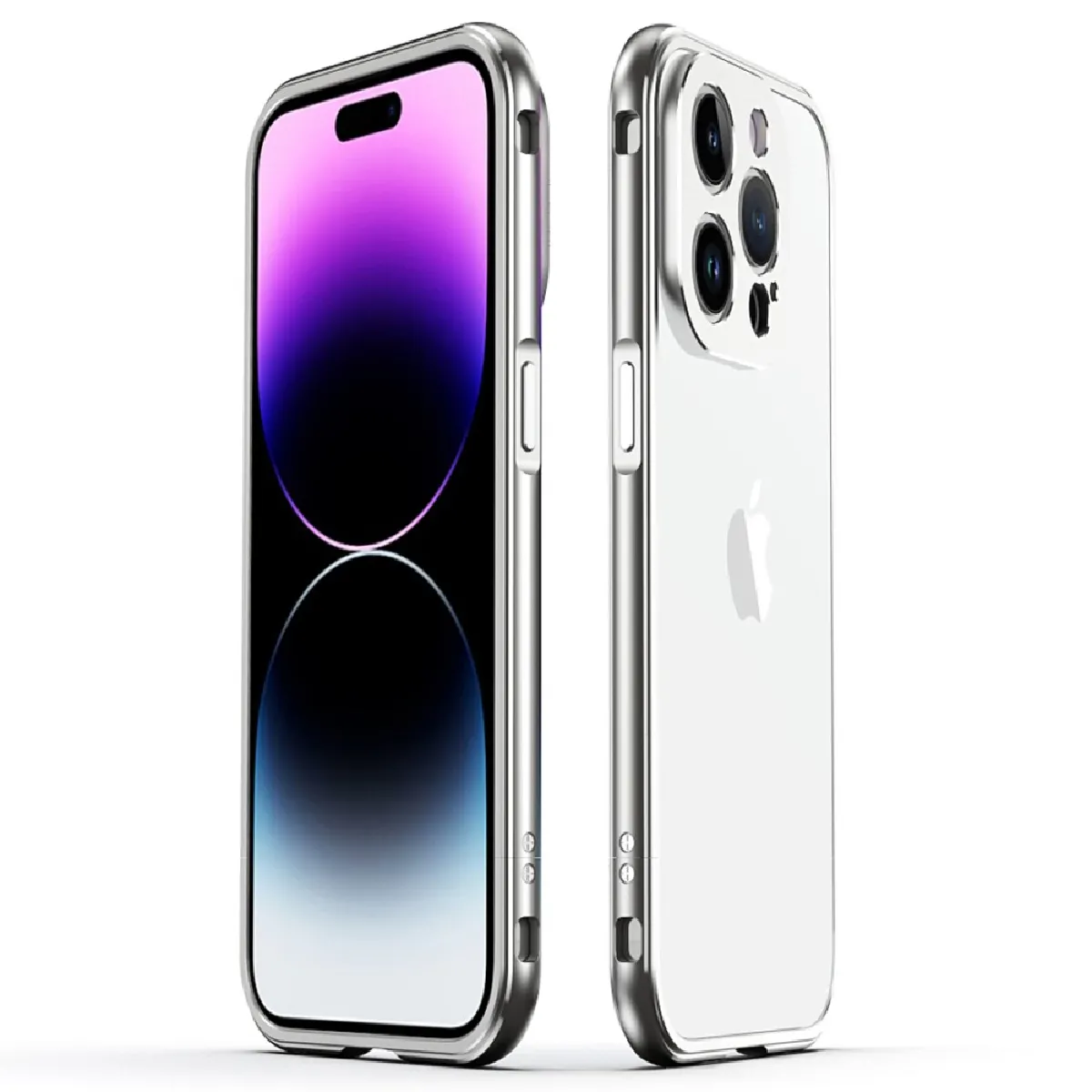 Bumper en métal Housse de protection, avec objectif de caméra, anti-chute pour votre iPhone 14 Pro Max - argent