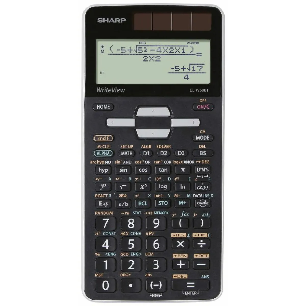 Sharp ELW506 T-GY Calculatrice scolaire noir,argent Ecran: 16 à pile(s), solaire (l x H x P) 80 x 166 x 14 mm