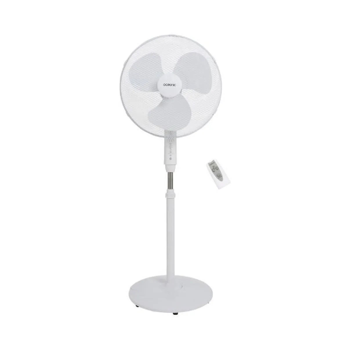 OCEANIC Ventilateur de pied - 45 W - Ø 44 cm - 3 vitesses - Oscillant - Inclinable - Blanc