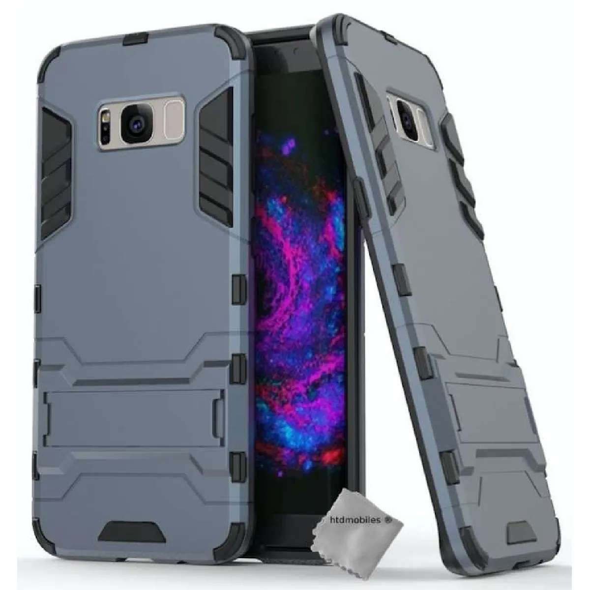 Coque rigide anti choc pour Samsung G955F Galaxy S8 Plus + film ecran - BLEU FONCE