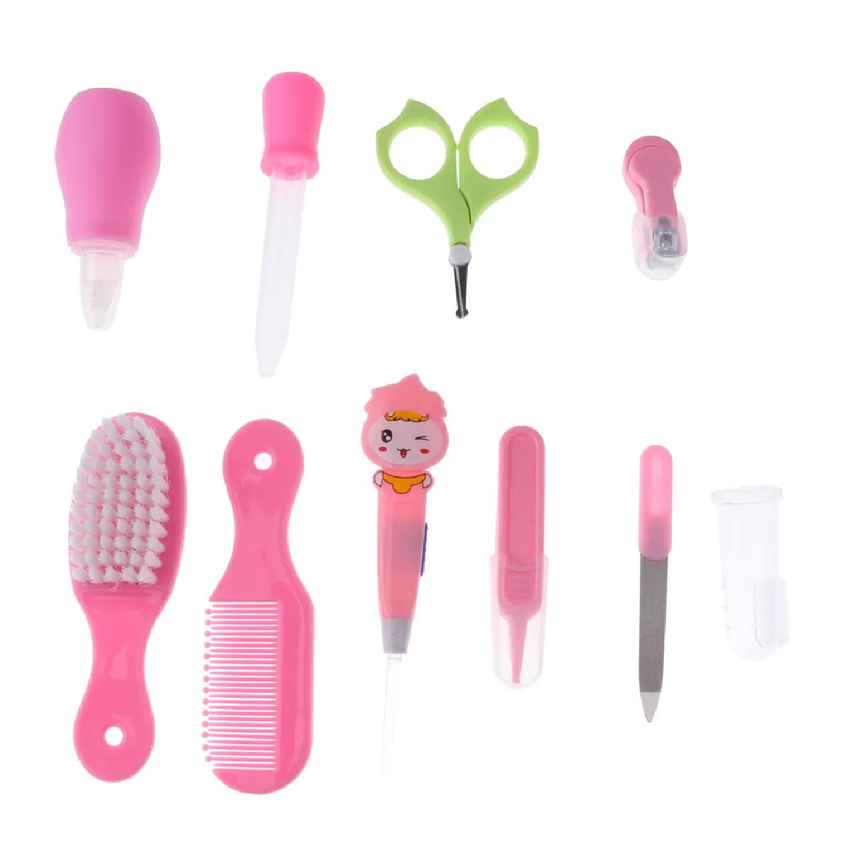 10 pcs bébé enfants ongles soin des cheveux toilettage brosse kit rose