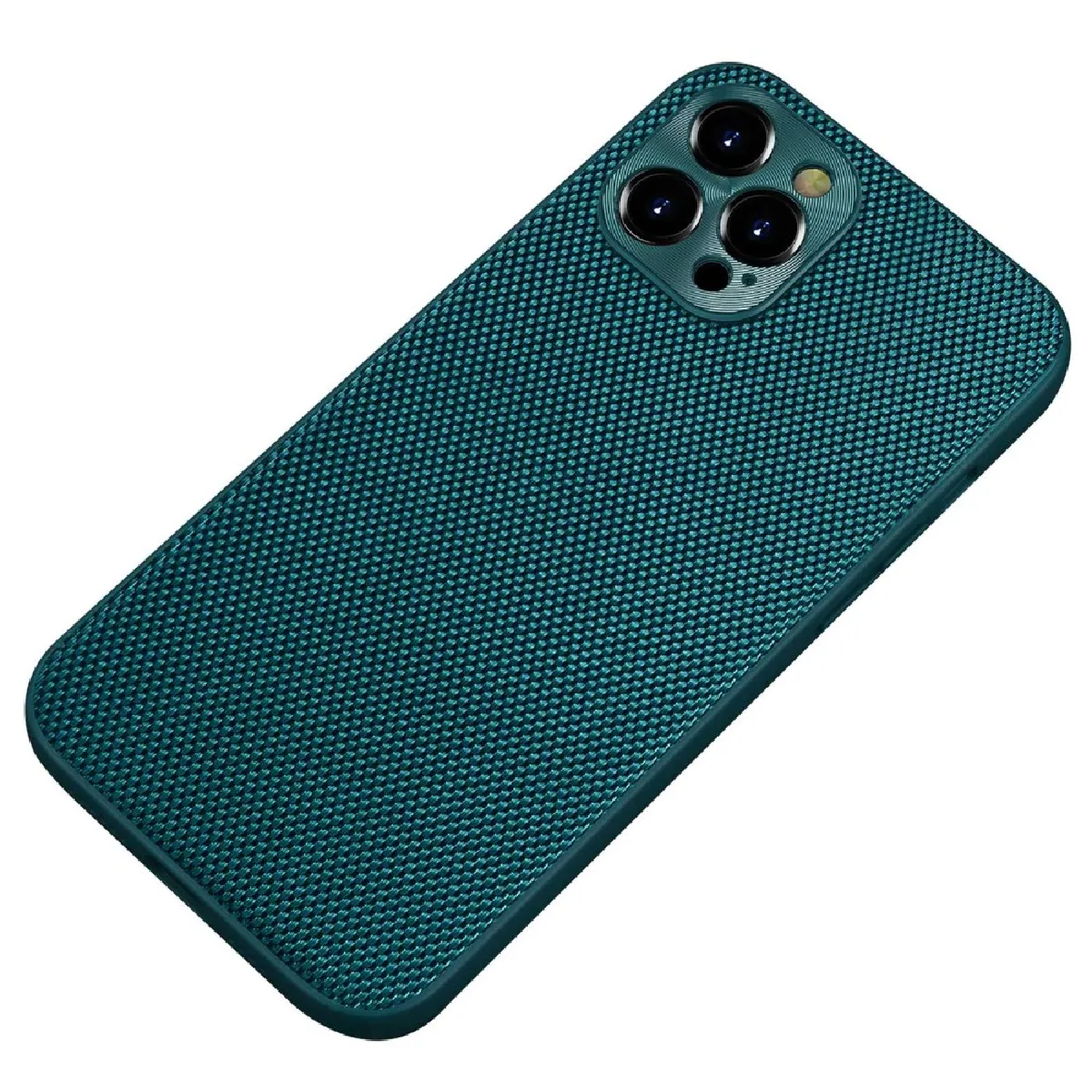 Coque en TPU + nylon anti-rayures, flexible pour votre iPhone 14 Pro Max - vert foncé