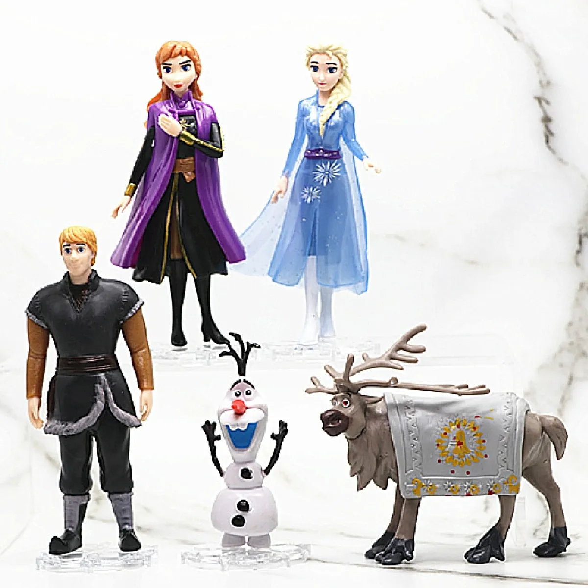 Disney Frozen 2 Elsa Anna Olaf Image Modèle Princesse Elza Fille Poupée Jouet Set Cadeau Priorité Cadeau d'Anniversaire Enfant   Action People(Coloré)