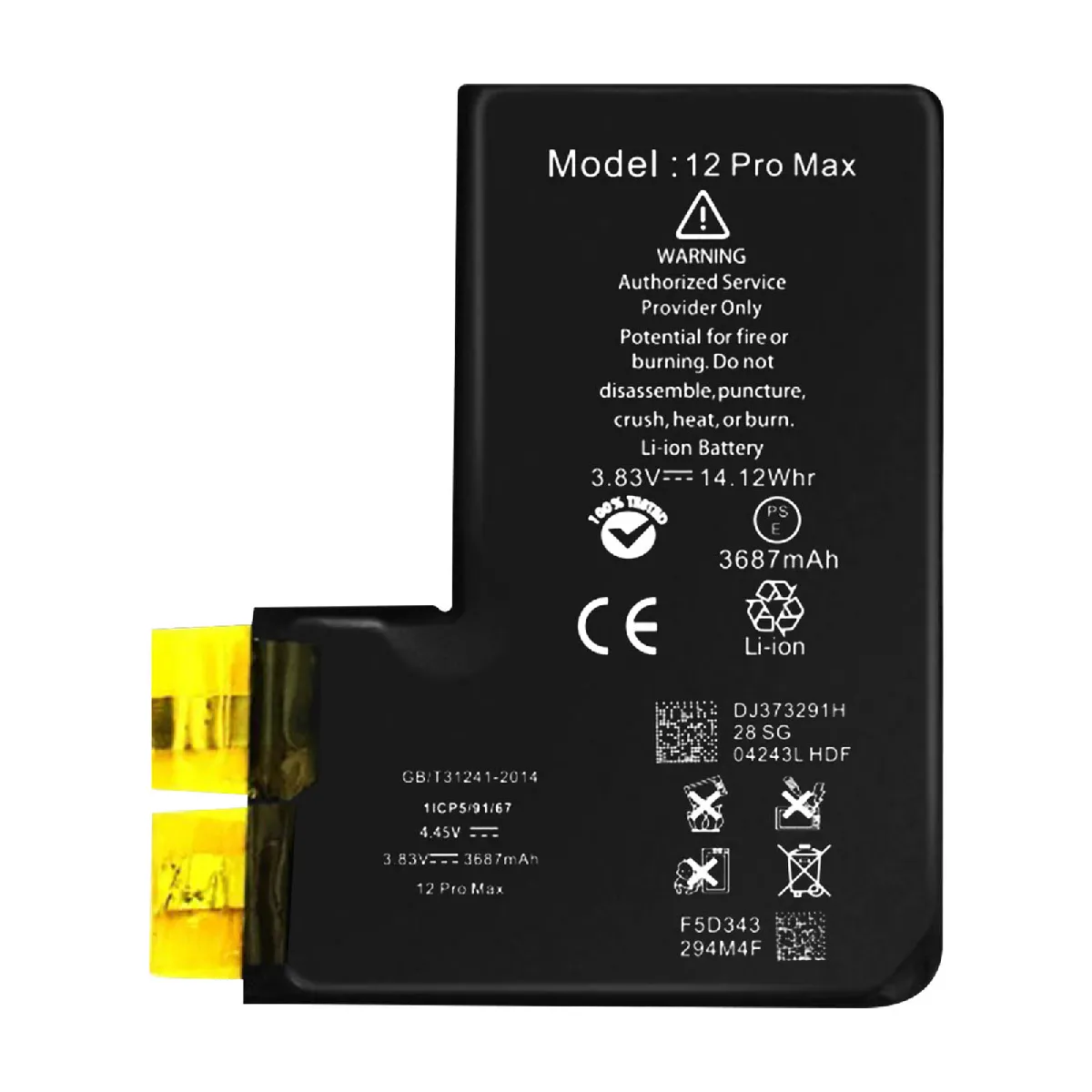 Batterie Sans BMS pour iPhone 12 Pro Max Capacité 3687mAh