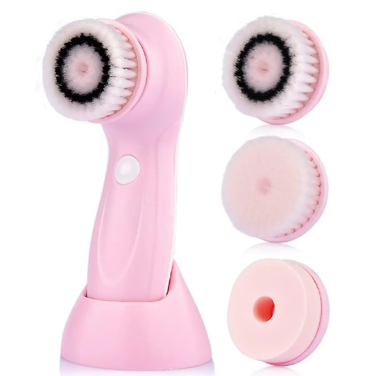 Brosse visage nettoyante 5 en 2,brosse nettoyant visage electrique nettoyant visage rechargeable imperméable - Brosse rotative pour le visage pour un nettoyage en profondeur et un massage,Rose