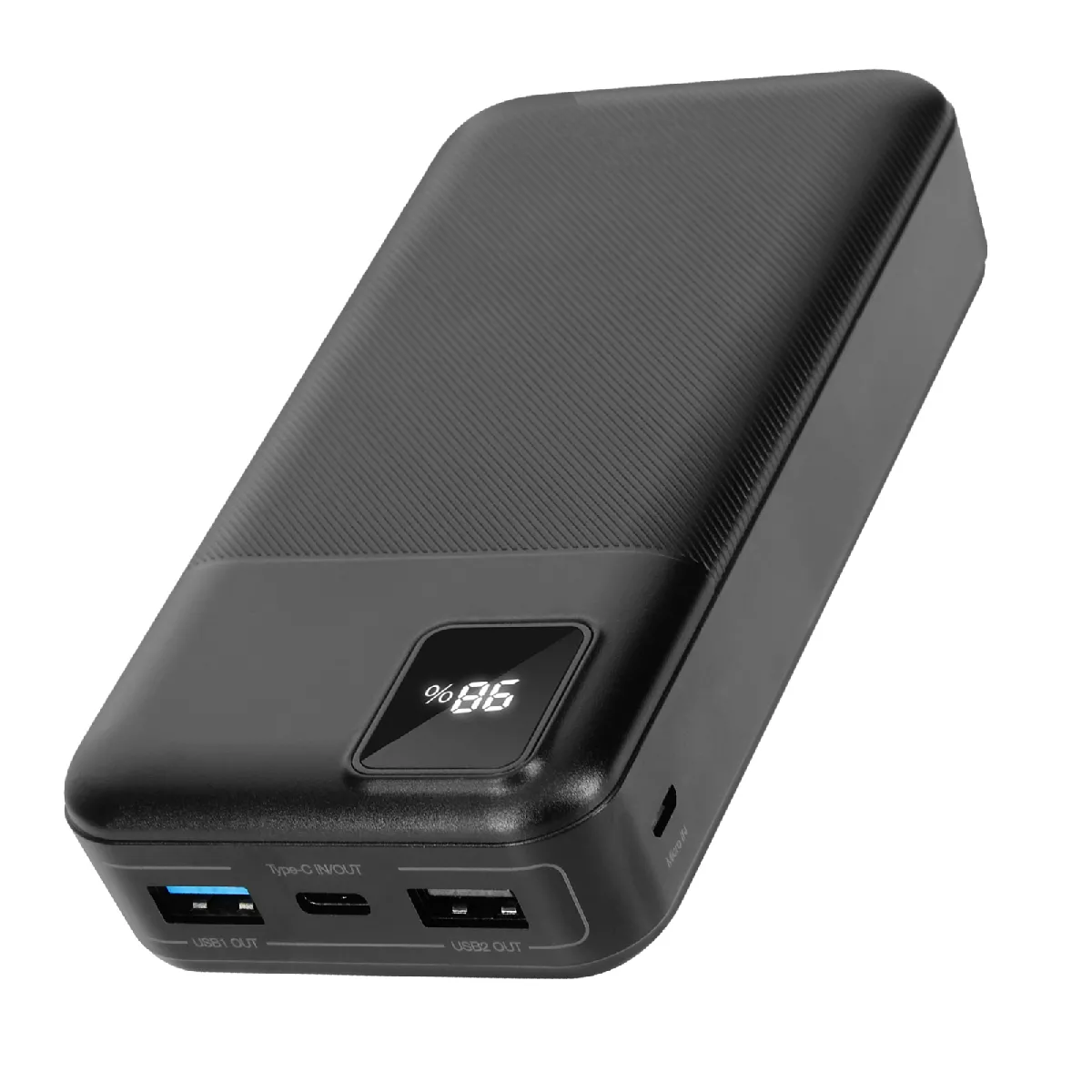 3mk Batterie de Secours 20000 mAh 2x USB et USB-C Voyant LED Noir