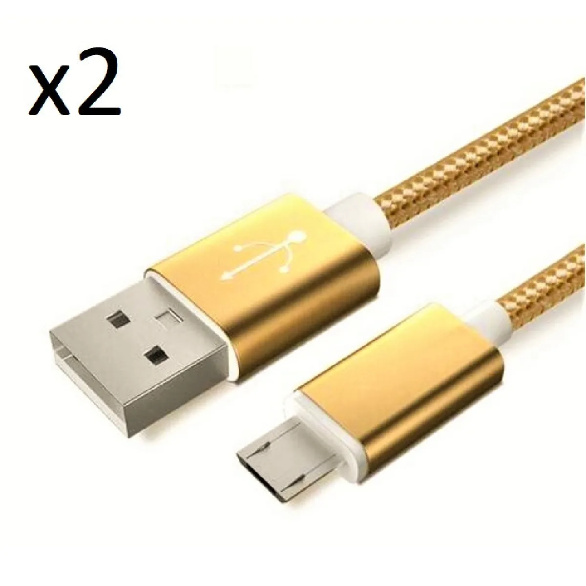 Pack de 2 Cables Metal Nylon Micro USB pour AMAZON Fire HD 8 Smartphone Android Chargeur Connecteur