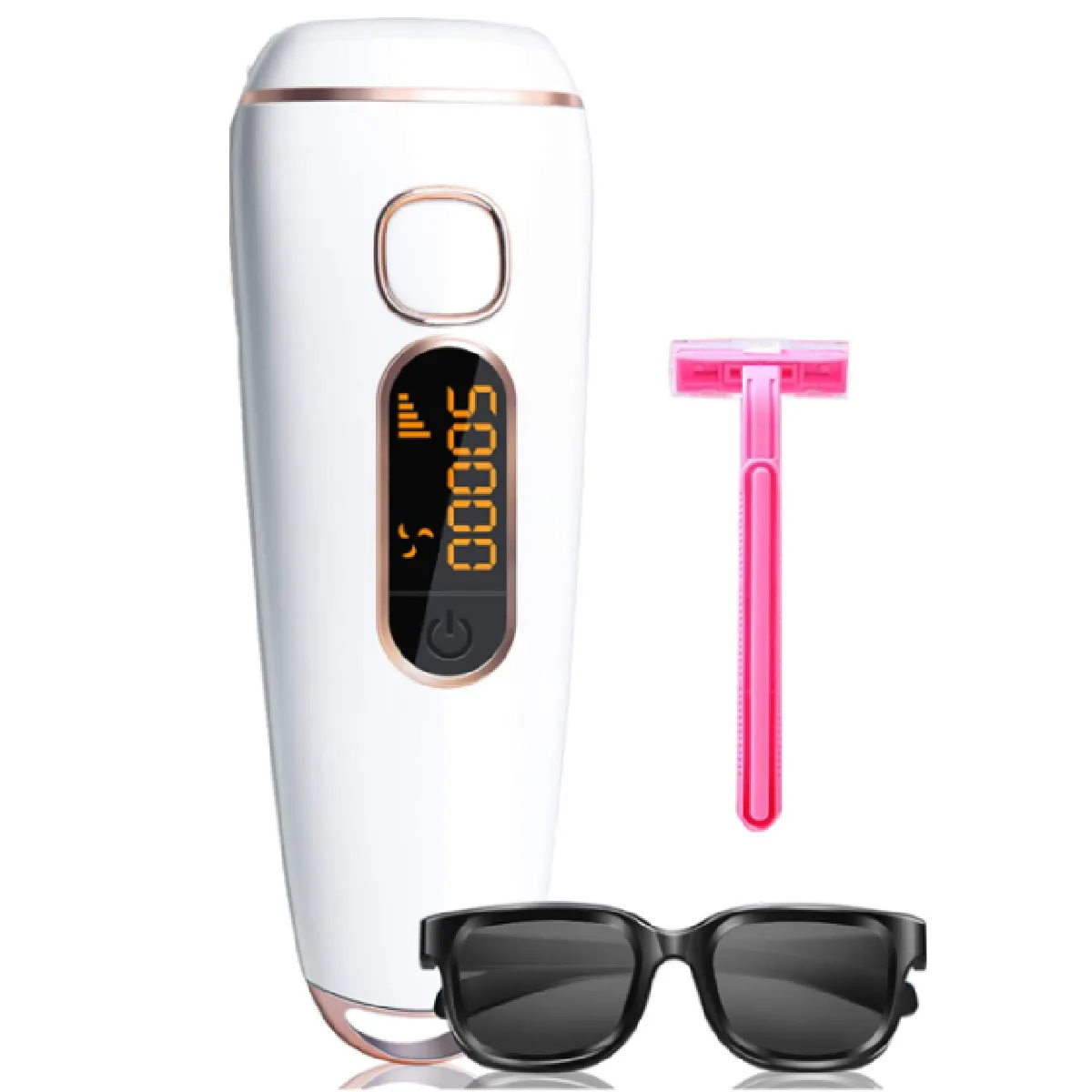 Épilateur laser IPL Hair permanent 999 999 flashs pour femme pour aisselles, visage, bikini, bras, jambes, utilisation à la maison, blanc