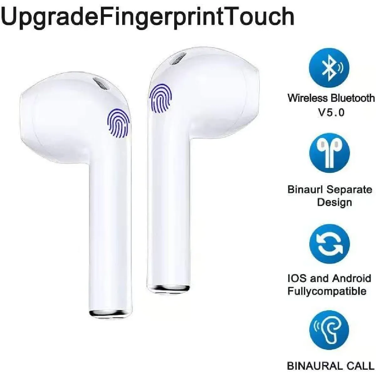 Écouteurs sans Fil Bluetooth 5.0, Casque sans Fil, Microphone intégré et étui de Chargement, réduction de Bruit stéréo 3D HD pour Casques Apple Airpods/Android/iPhone