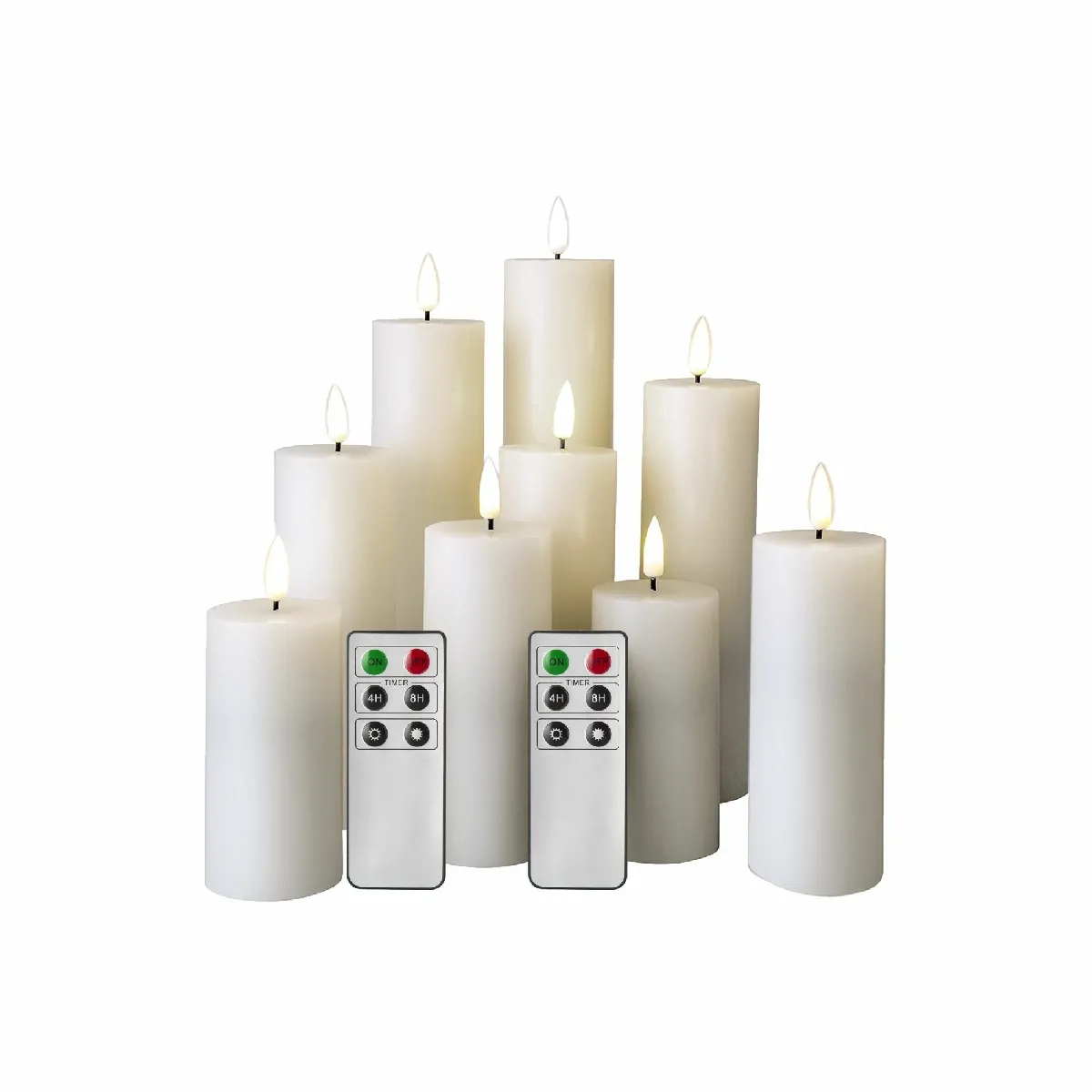 Set De 9 Bougies Électriques, Bougies LED, Avec Télécommande Et Minuteur, Blanc