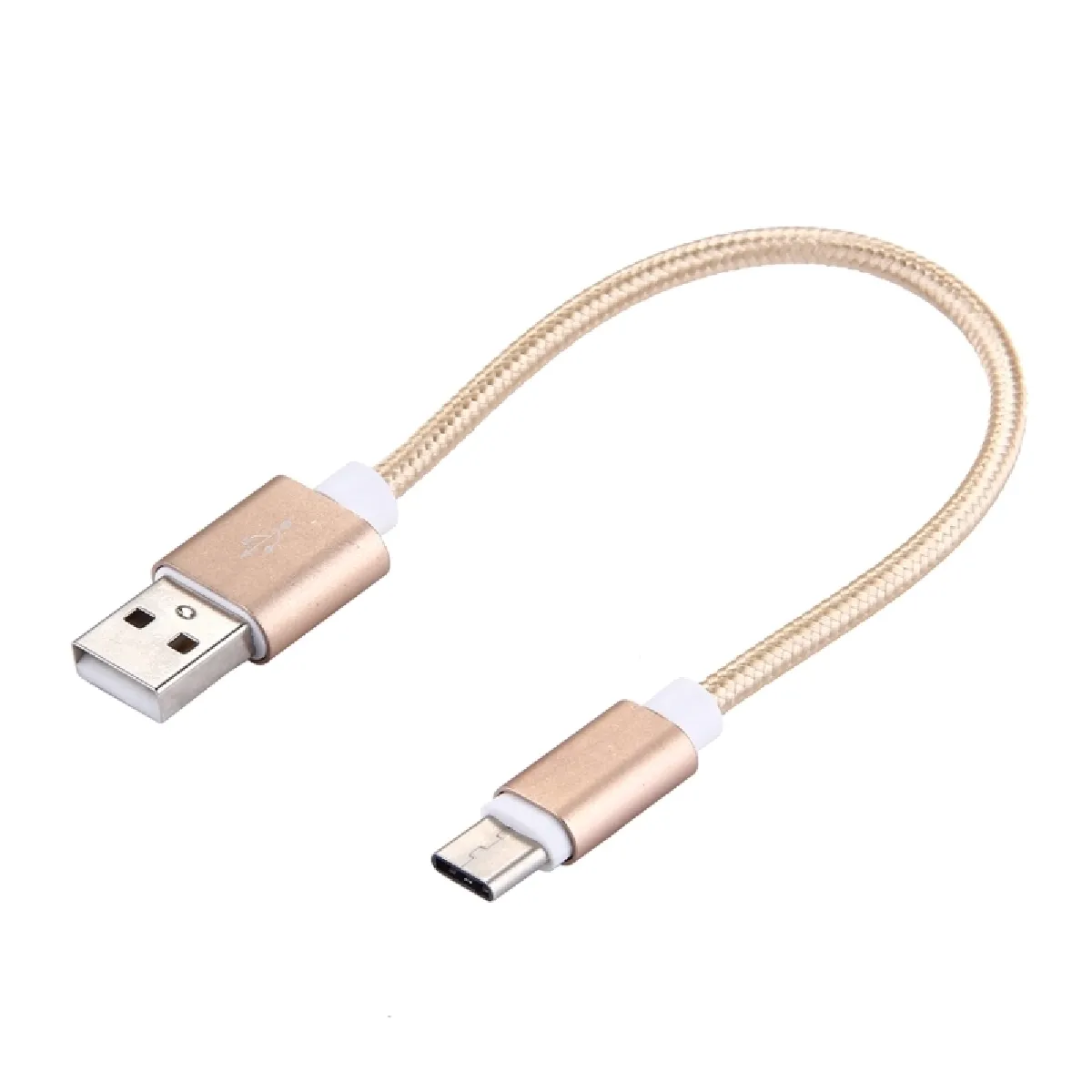 Câble or pour Samsung Galaxy S8 & S8 + / LG G6 / Huawei P10 & P10 Plus / Xiaomi Mi6 & Max 2 et autres Smartphones 20cm Style tissé USB-C / Type-C 3.1 Mâle vers USB 2.0 de charge de synchronisation de données