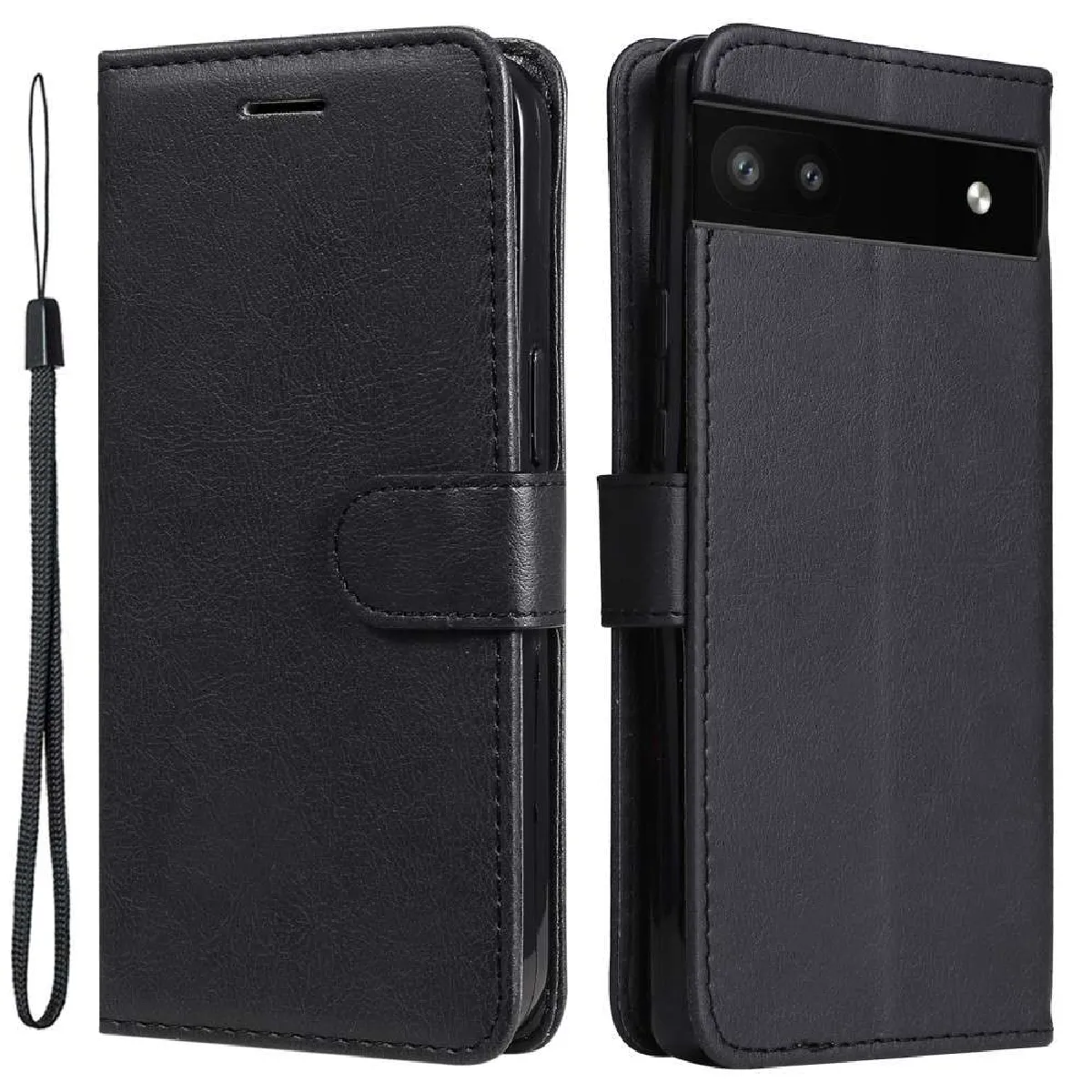 Housse pour Google Pixel 6a 5G - etui coque pochette portefeuille + verre trempe - NOIR