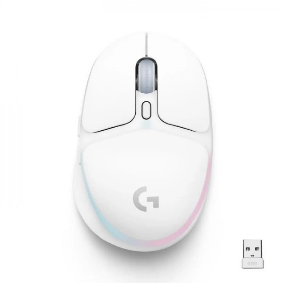 Souris Logitech G - Gaming - sans fil - G705 Éclairage RVB LIGHTSYNC, Bluetooth, Légere - White Mist