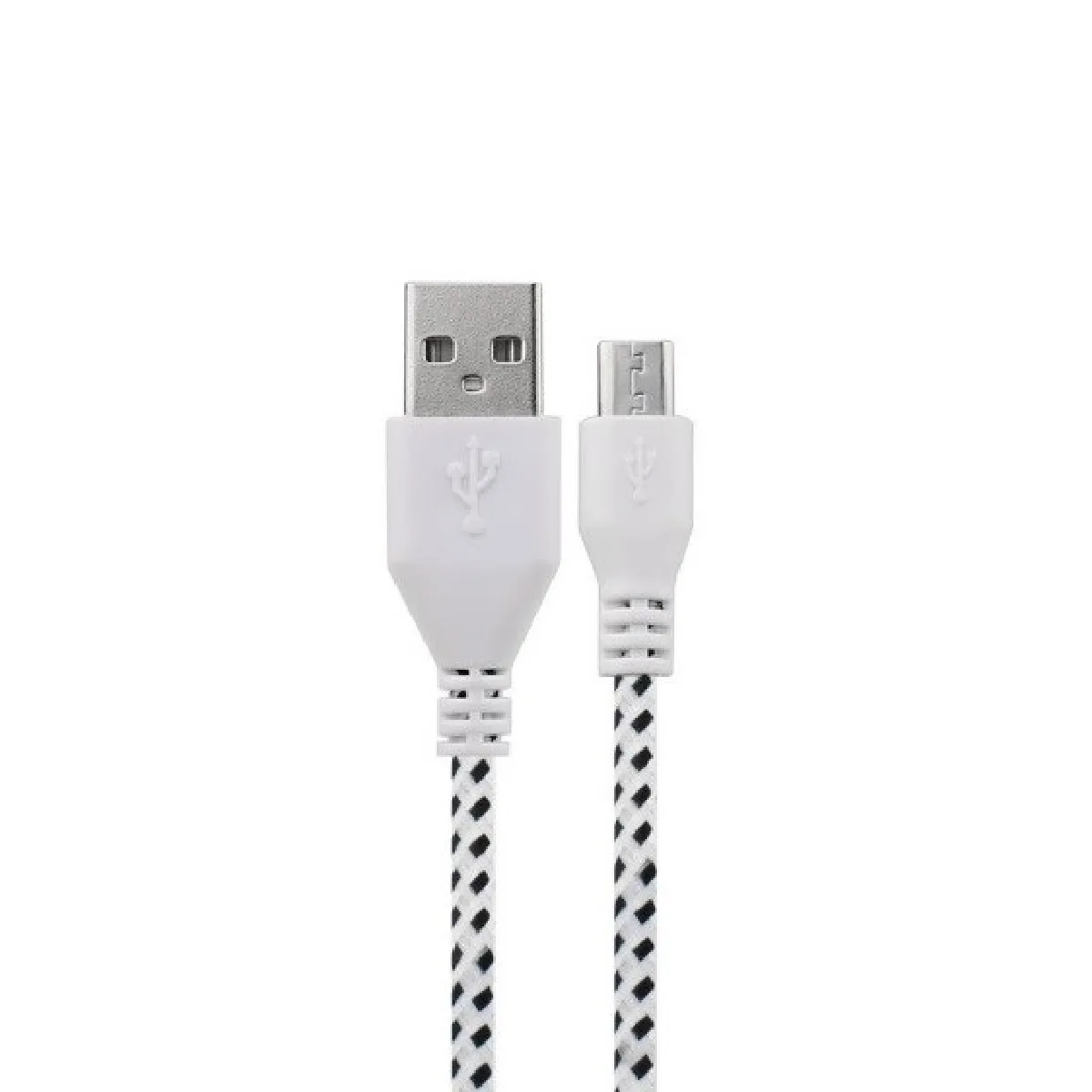 Cable Tresse 1m Micro USB pour AMAZON Fire HD 8 Smartphone Android Chargeur USB Lacet Fil Nylon (BLANC)