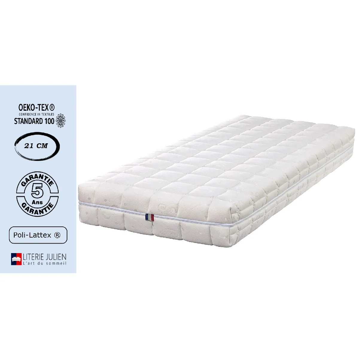 Matelas Latex Naturel 140x200 x 21 cm Ferme + Oreiller Visco - Spécial Sommier Electrique - Déhoussable Housse Lavable - 7 Zones de Confort - Noyau Poli Lattex HR Dernière Génération - Très Respirant