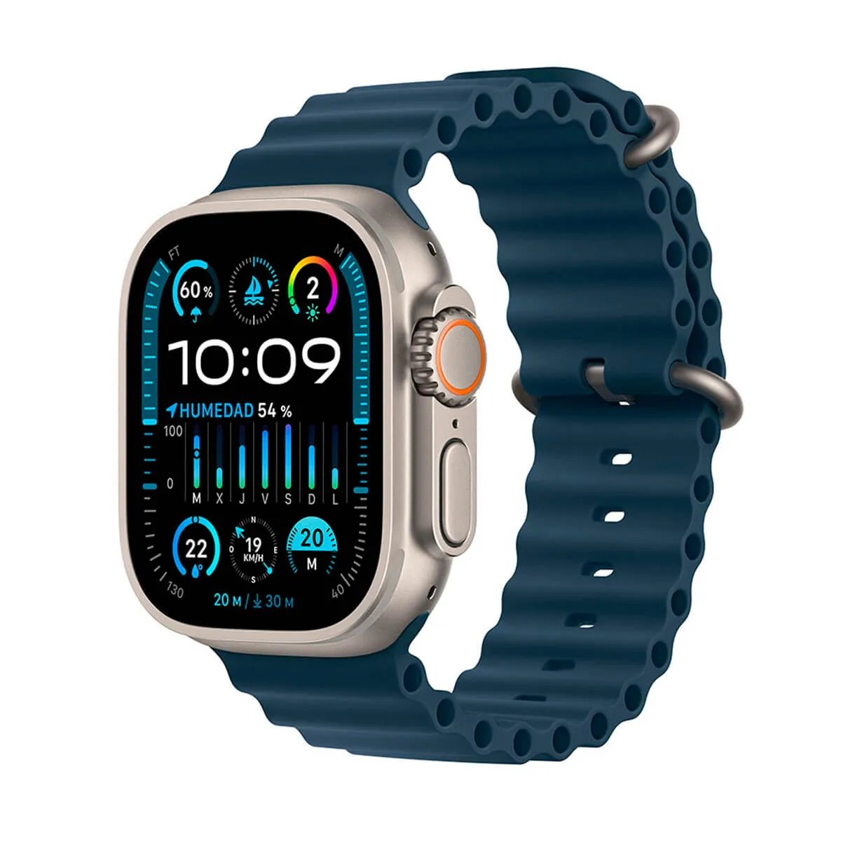 Apple Watch Ultra 2 GPS + Cellular 49 mm Titane avec bracelet bleu océan