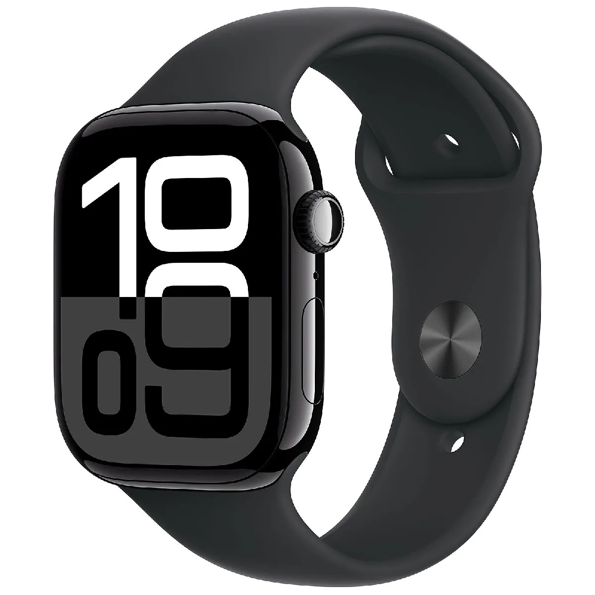 Apple Watch Series 10 GPS 46 mm Aluminium Noir de Jais Bracelet Sport Noir M/L