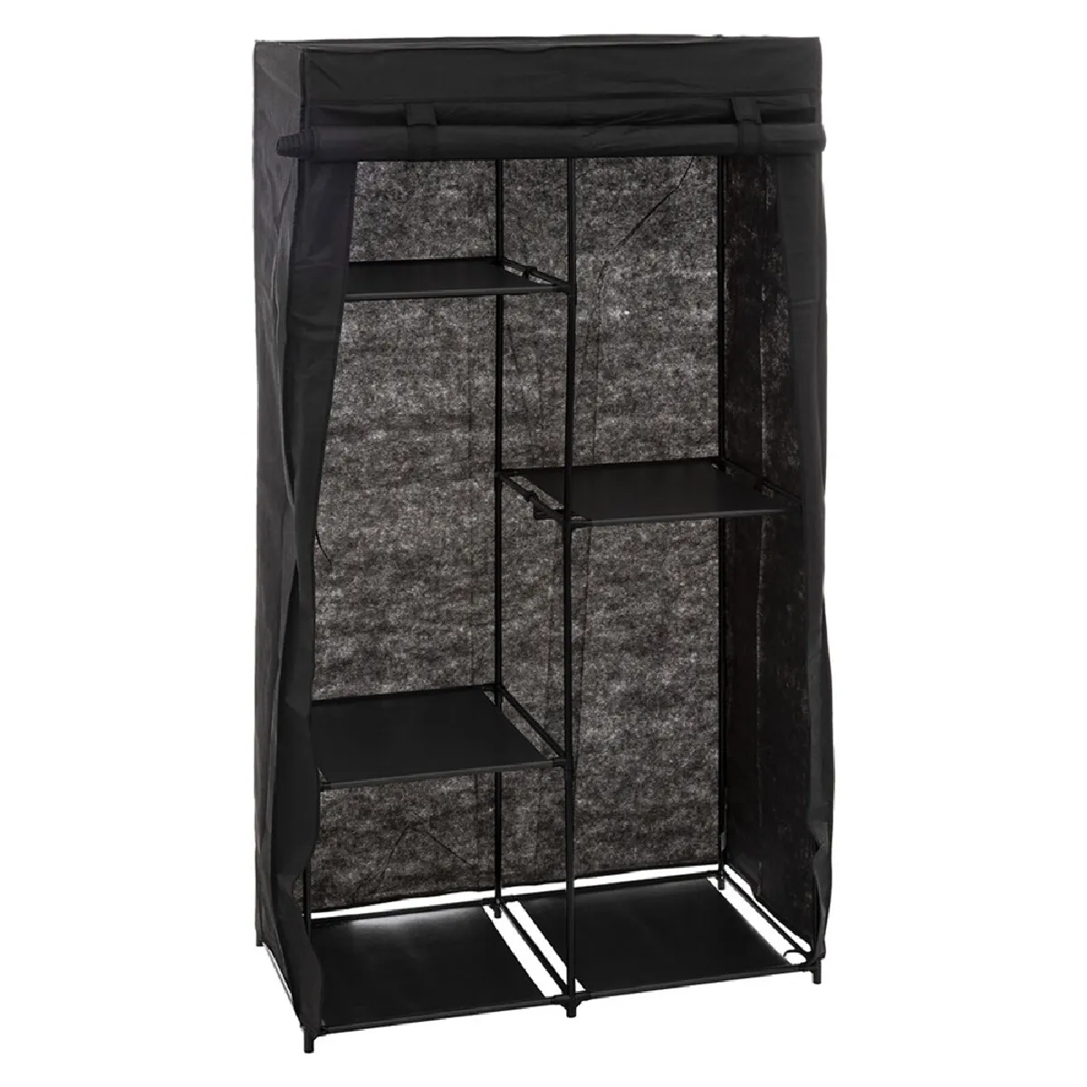 Armoire penderie modulable en tissu coloris noir - Longueur 88 x Profondeur 46 x Hauteur 169 cm